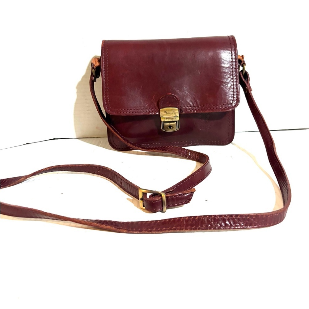 Firenze vintage Elegant Burgundy Leather Crossbody Bag
